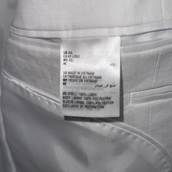 Bar III Men's Slim-Fit White 100% Linen Suit Jacket white 40L $360 - Picture 10 of 10